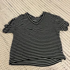 Loft Black White V Neck T